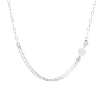 Collier Coeur Double Chaîne en Argent 925, Longueur 40 cm - Emanessence