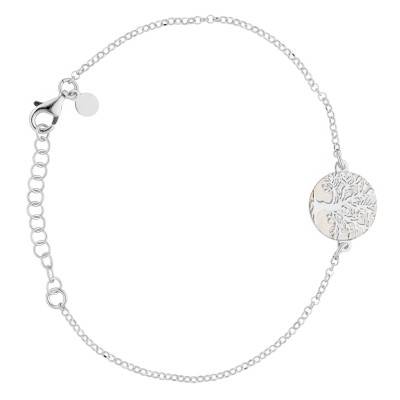Bracelet Médaille Arbre de Vie en Argent 925, Longueur 17 à 20 cm - Emanessence