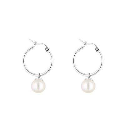 Créoles Perles en Argent 925, Diamètre 18 mm - Emanessence