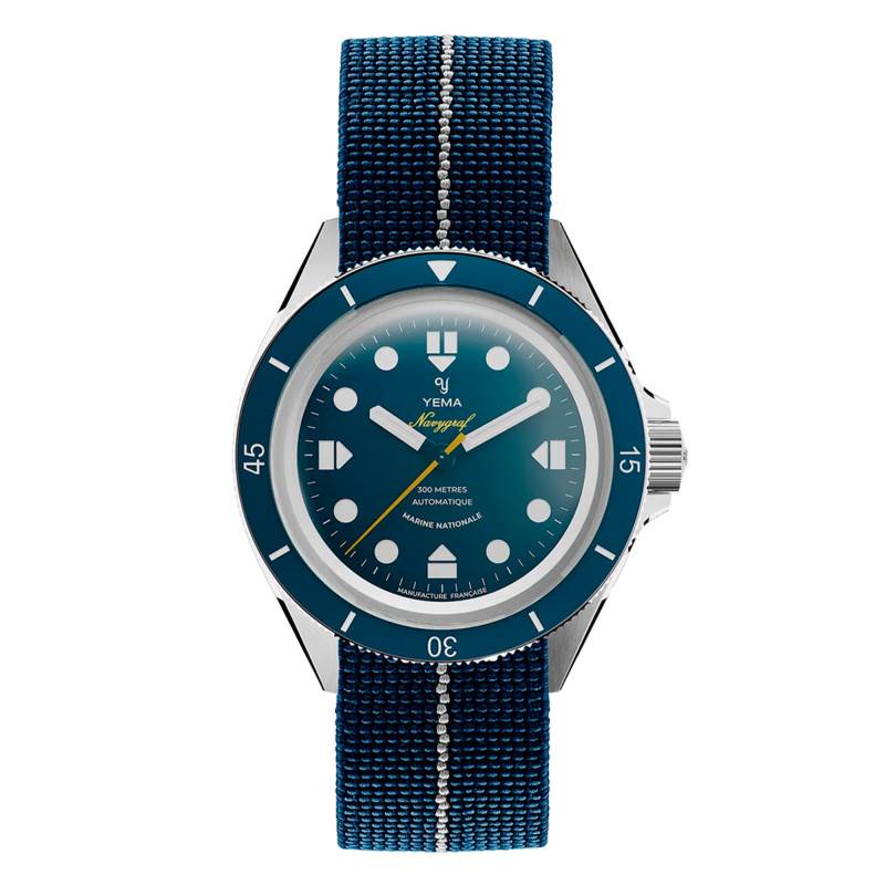 Blue Bezel 316L Stainless Steel Men's Watch Navygraf Marine Nationale CMM.10 21.14.55.SN - Yema