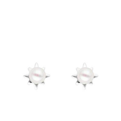 Boucles d'Oreilles Soleil et Perles, Argent 925 - Emanessence