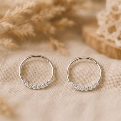 Boucles d'Oreilles Cercles en Argent 925 & Zircons - Emanessence