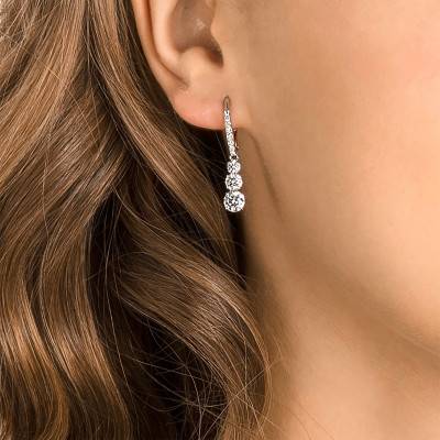 Rhodium-Plated Metal & Crystal Attract Trilogy Drop Earrings - 5416155 - Swarovski