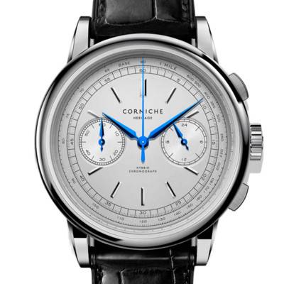 Heritage Chronograph Steel Watch with White Dial - Corniche