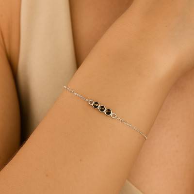 Bracelet Ambre Vert en Argent 925, Longueur de 16 à 18 cm - Naïades