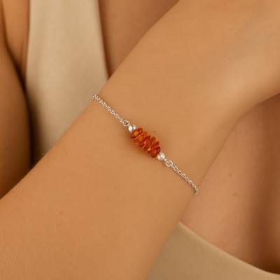 Bracelet Ambre en Argent 925, Longueur de 16 à 18 cm - Naïades