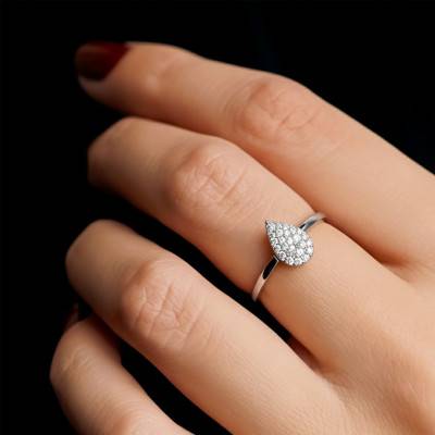Bague Goutte en Argent 925 & Oxydes de Zirconium - Emanessence