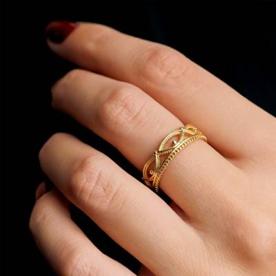 Bague Motif Ajouré en Plaqué Or 750, Taille 58 - Emanessence