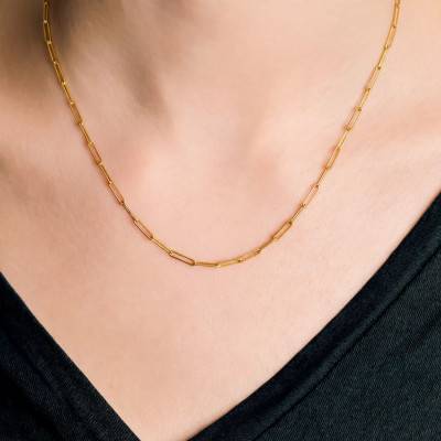 Collier en Plaqué Or 750, Longueur 45 cm, Largueur 4,2 mm - Emanessence