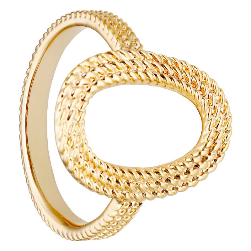 750 Yellow Gold-Plated Twisted Oval Ring - Emanessence