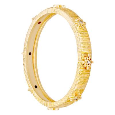 750 Yellow Gold-Plated Chiseled Star Ring & Zirconium Oxides - Emanessence