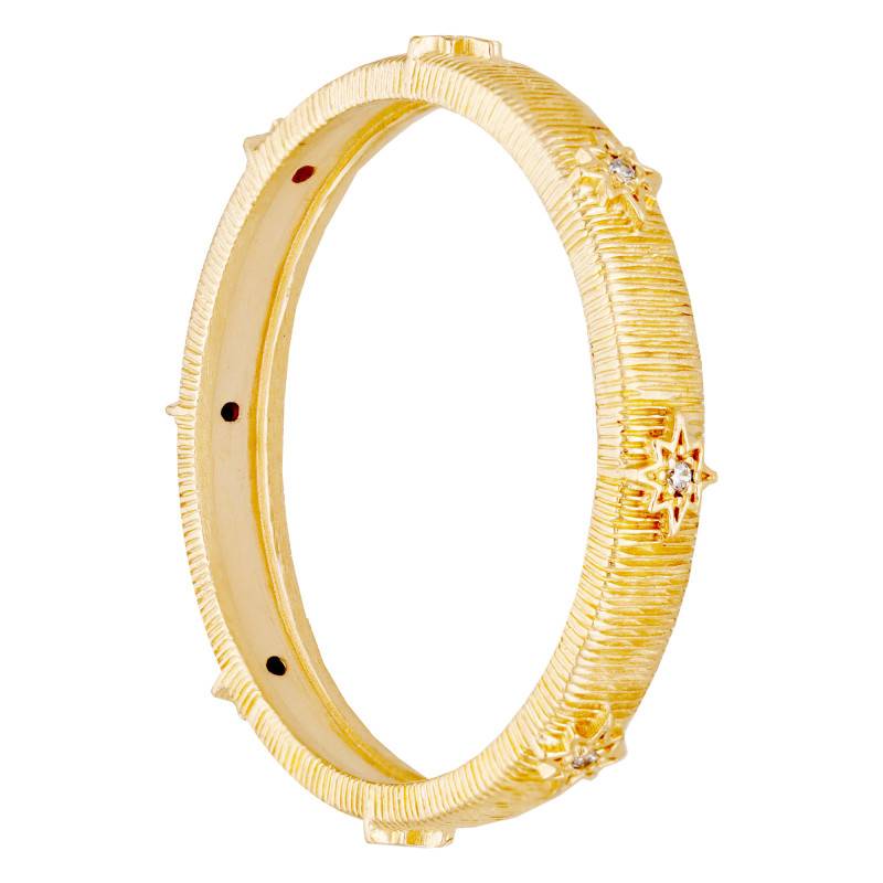 750 Yellow Gold-Plated Chiseled Star Ring & Zirconium Oxides - Emanessence