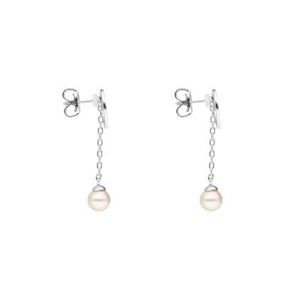 Boucles d'Oreilles Pendantes Coeur et Perles en Argent 925 - Emanessence