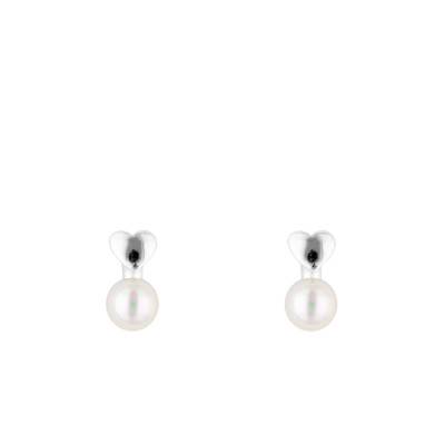 Boucles d'Oreilles Mini Perles Coeur en Argent 925 - Emanessence