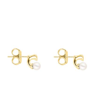 Boucles d'Oreilles Mini Perles Coeur & Argent 925, Plaqué or - Emanessence