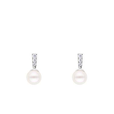 Boucles d'Oreilles Pendantes Perles et Oxydes de Zirconium, Argent 925 - Emanessence
