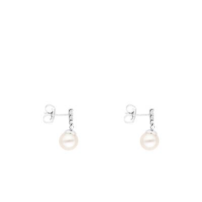 Boucles d'Oreilles Pendantes Perles et Oxydes de Zirconium, Argent 925 - Emanessence
