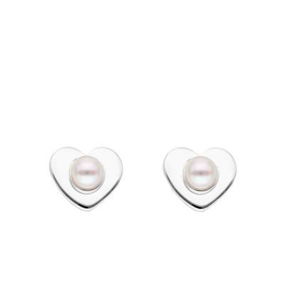 Boucles d'Oreilles Coeur & Perle, Argent 925 - Emanessence