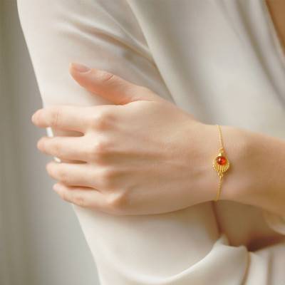 Bracelet Coquillage Ambre en Argent 925 Doré, Longueur de 20 à 22 cm - Naïades