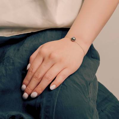 Bracelet en Or Jaune 750 & Perle de Culture Tahiti - Emanessence