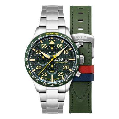 Hawker Hurricane 90Th Anniversary Chronograph Limited Edition Tarmac Green Watch AV-4130-33 - Avi-8
