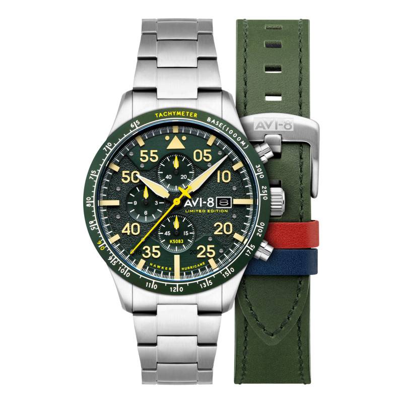 Hawker Hurricane 90Th Anniversary Chronograph Limited Edition Tarmac Green Watch AV-4130-33 - Avi-8
