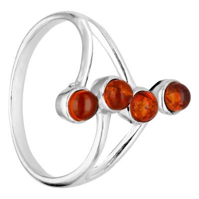 Bague Pierres d'Ambre en Argent 925, Taille 52 - Naïades