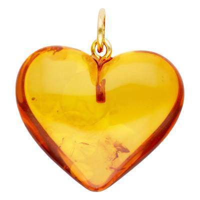 Pendentif Cœur Ambre en Argent 925 Doré - Naïades