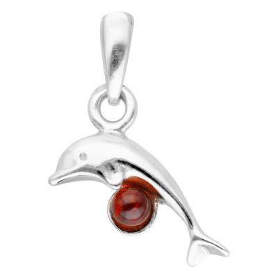 Pendentif Dauphin Ambre en Argent 925 - Naïades