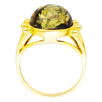 Bague Ambre Vert en Argent 925 Doré, Taille 56 - Naïades