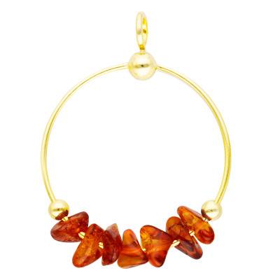 Pendentif Cercle Pierre d'Ambre en Argent 925 Doré - Naïades