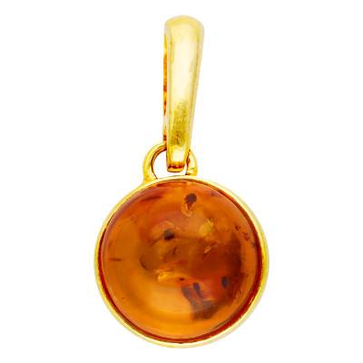 Pendentif Boule Ambre d'en Argent 925 Doré - Naïades
