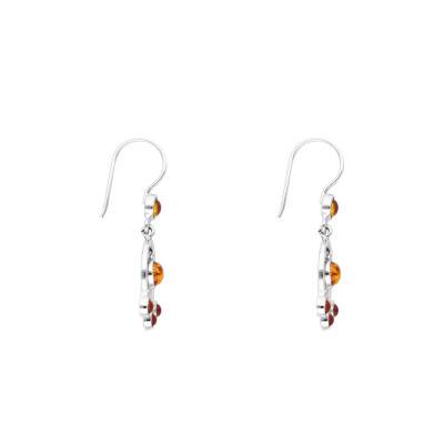 Boucles d'Oreilles Pendantes, Rond Ambre en Argent 925 - Naïades