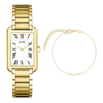 Coffret Montre Belisenna & Bracelet Chaîne Perles, Couleur Or CG150001 - Cluse