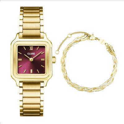 Coffret Montre Gracieuse Petite & Bracelet Serpent Tressé, Couleur Or - Cluse