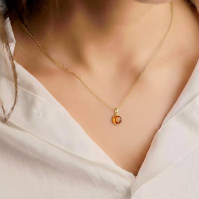 Pendentif Goutte Ambre en Argent 925 Doré - Naïades