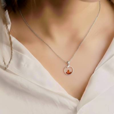 Pendentif Ambre Lotus en Argent 925 - Naïades