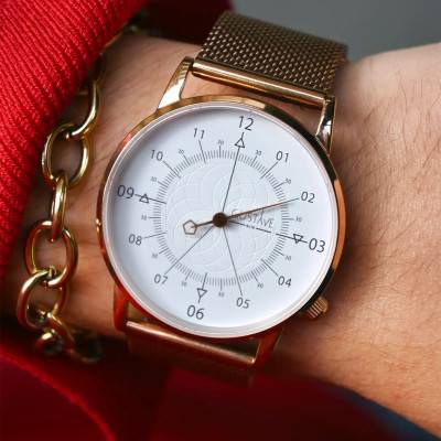 Louis 12H Rose Gold & White Milanese Rose Gold Watch 40mm - Gustave & Cie