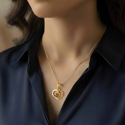 Pendentif Coeur d'Ambre en Argent 925 Doré - Naïades