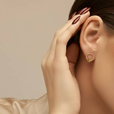 Boucles d'Oreilles Cercle Ambre Vert en Argent 925 Doré - Naïades