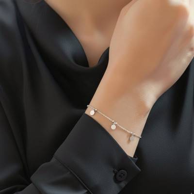 Bracelet Pampilles Rondes en Argent 925, Longueur 15 à 17 cm - Emanessence