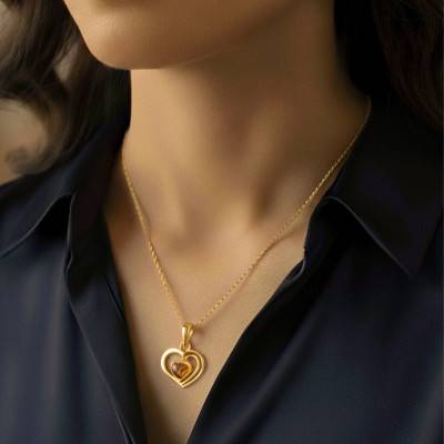 Pendentif Coeur d'Ambre en Argent 925 Doré - Naïades