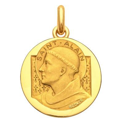 Médaille Saint Alain Or Jaune 750, Diamètre 15 mm à 20 mm - Becker