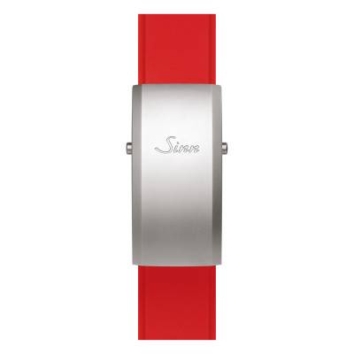 Bracelet de montre en silicone rouge avec grande boucle déployante en acier microbillé - Sinn