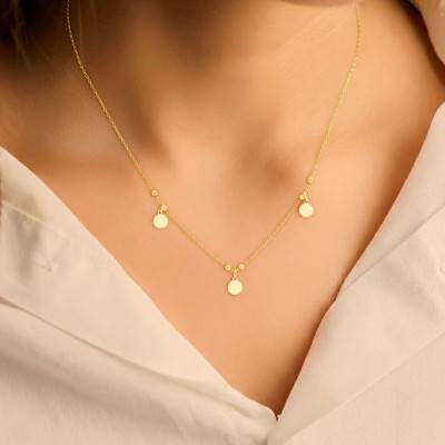 Collier Pampille Rondes en Argent 925 & Plaqué Or, Longueur 40 à 42 cm - Emanessence