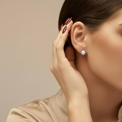 Boucles d'Oreilles Soleil et Perles, Argent 925 - Emanessence