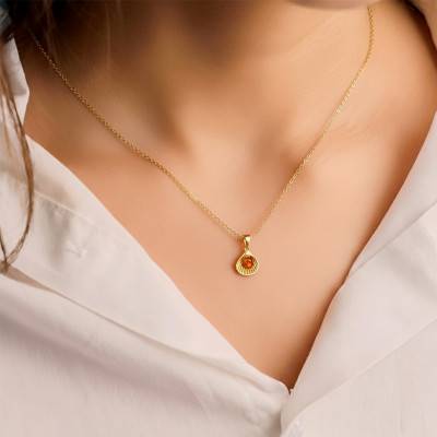 Pendentif Coquillage Ambre en Argent 925 Doré - Naïades