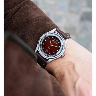 Léon 12H Silver & Brown Watch - Gustave & Cie