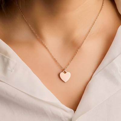 Collier Coeur Acier Doré, Longueur 40 cm - Emanessence