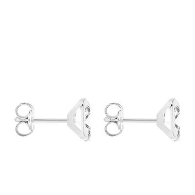 Boucles d'Oreilles Carrées en Or Blanc 375 & Oxydes de Zirconium Blancs - Emanessence